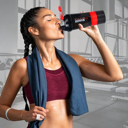 Shaker Bottle,16oz Protein Shaker Bottles with Mixing Ball, 3 in 1 Leak-proof GYM Shake Cup with Powder Storage & Pill Tray, Ideal for Workout,BPA Free（Red）