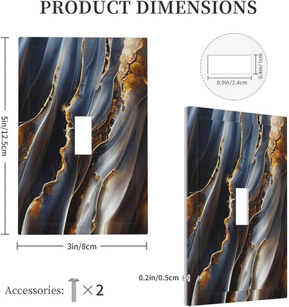 Gradient Abstract Ripple Blue Gold Marble Printed 1 Gang Light Switch Covers Single Toggle Wall Plate Decorative Switchcover Electrical Switchplate for Kitchen Bathroom Bedroom Decor