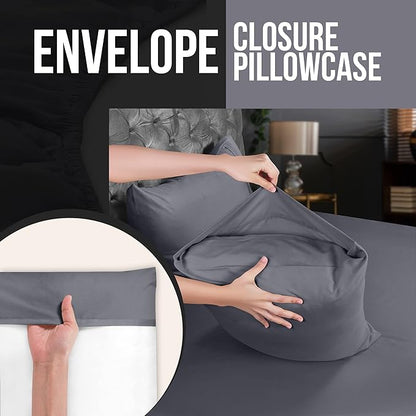 Utopia Bedding King Pillow Cases - 2 Pack - Envelope Closure - Soft Brushed Microfiber Fabric - Shrinkage and Fade Resistant Pillow Covers 20 X 40 Inches (King, Grey)