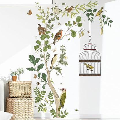 Branch Vine Birdcage Wall Sticker Hanging Grey Vine Wall Decals Decals Branch Vine Wall Decals DIY Art Decor for Bedroom Study Living Room TV Wall