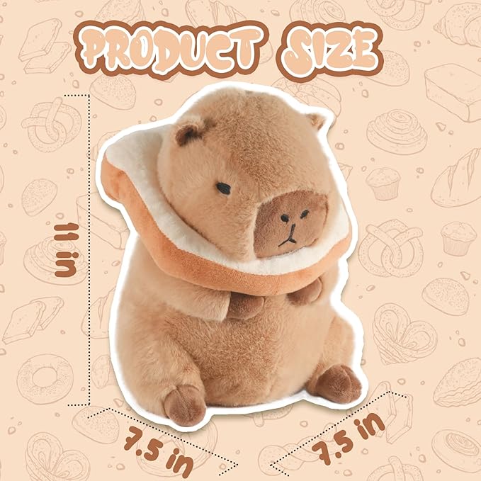 Toast Capybara Plush, Cute Capybara Plush, Toast Removable Capybara Stuffed Animal Bread Capybara Plushies Toys Gifts for Kids 11 inch
