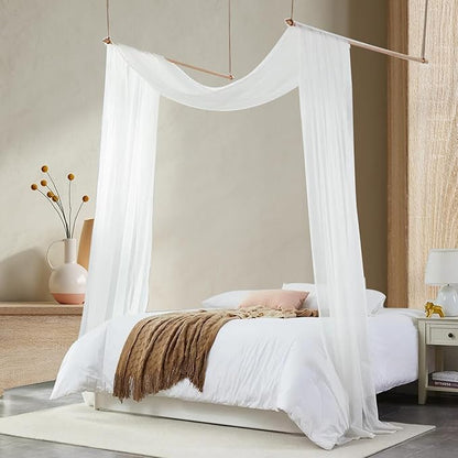 Bed Canopy for Girls, King Canopy Bed Curtains with bed frame Queen & Full Bed 59*255in White Tulle Canopy Bed Scarf,Sheer Bed Drapes,Twin Girls Canopy Bed Decor for Baby Crib,Kid Bed and Adult Beds