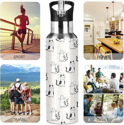 MNSRUU Insulated Water Bottle with Straw, Rainbow and Unicorns Stainless Steel Flasks for Sports Cycling Hiking School