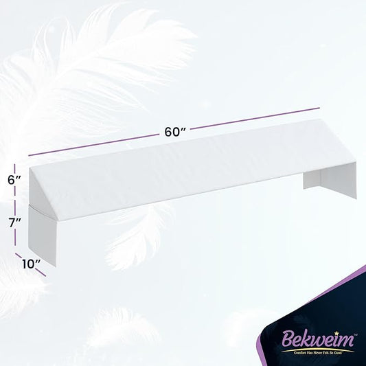 Wedge Pillow Headboard Bed Gap Filler Queen - Headboard Pillow Queen Size 60 X 10 X 6 - Long Pillow for Bed Wedge Gap Filler with Large Pocket for Bed Accessories - Mattress Gap Filler (White)