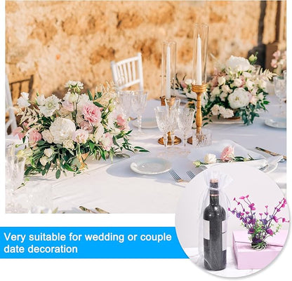 uxcell Organza Wine Bags, 12PCS 14.5 x 5.5 In Pink Sheer Mesh Organza Wine Wrapping Bags With Drawstring Wine Gift Pouches for Bottle Birthday, Wedding Party