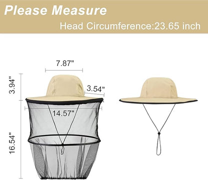 Head Net with Removable Mesh Hidden Netting, Design for Outdoor Fishing Gardening