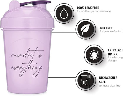 GOMOYO [2 Pack 20 Ounce Shaker Bottle with Motivational Quotes | Protein Bottle with Mixer Agitators | Blender Shaker Bottle for Protein Mixes Pack is BPA Free and Dishwasher Safe