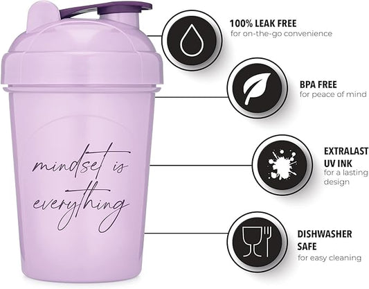 GOMOYO [2 Pack 20 Ounce Shaker Bottle with Motivational Quotes | Protein Bottle with Mixer Agitators | Blender Shaker Bottle for Protein Mixes Pack is BPA Free and Dishwasher Safe