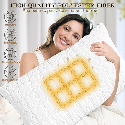 mislili King Size Pillows Set of 2, Hotel Quality Bed Pillows for Sleeping, Pillows King Size Set of 2 Support & Comfortable, Down Alternative King Pillows for Back, Stomach or Side Sleepers