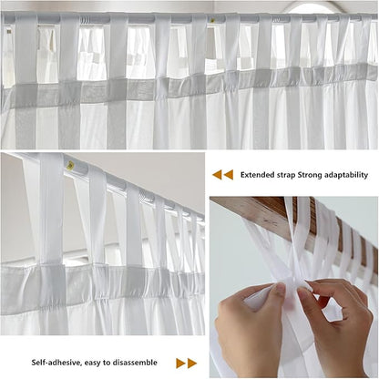 AIKASY Canopy Bed Board with Top and Self-Adhesive Velcro Strips, White Gauze Princess Bed Canopy Curtain Tent, Creating a Romantic Atmosphere in The Room（Full/Queen，White）