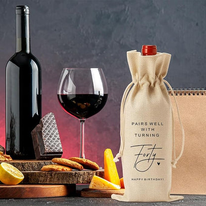 40th Birthday Decorations for Women Her, 40th Birthday Gifts for Her Women Wine Bag, Funny Wine Gift Bag Forty Birthday Gifts, 40th Birthday Wine Bag, 40 Year Old Birthday Gift Anniversary Favors
