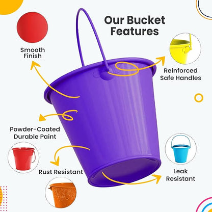 Mini Metal Buckets with Handle 12 Pcs – Galvanized Bucket Leak Proof & Rust Resistant 8 fl oz Capacity - Best for Party Décor, Organizing & Decorating Classrooms (Mini 3.3" Top, Multi)