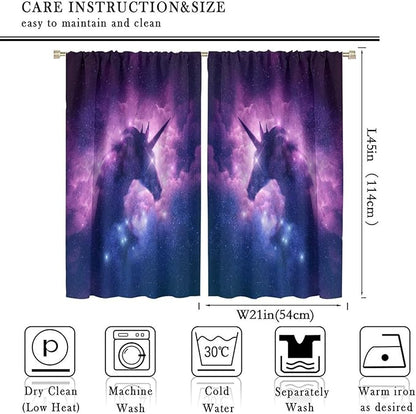 Kids Unicorn Curtains Purple Cartoon Rainbow Cartoon Room Blackout Curtains Boys Girls Baby Room Decor Curtains Living Room Decor 42x45 Inch 2 Panels