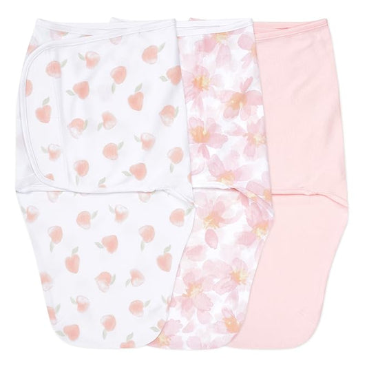 aden + anais Easy Swaddle Wrap, Newborn Wearable Swaddle Blanket, Adjustable Fasteners, 100% Cotton, 3 Pack, 0-3 Months, Garden Floral
