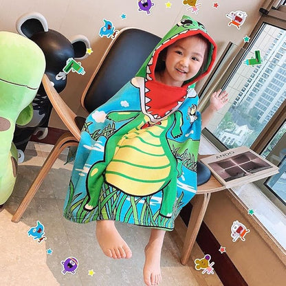 Lightweight Wearable Hooded Beach Towel Poncho for Kids, Toddlers Bath/Pool/Swim Poncho Cover-ups Swimwear Alligator & Shark 2PCS