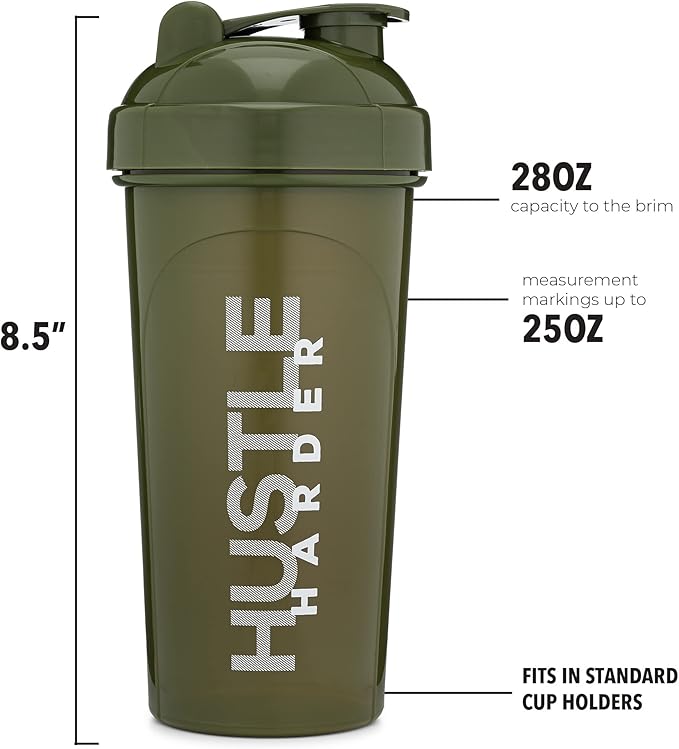 GOMOYO [2 Pack] 28 Ounce Shaker Bottle with Motivational Quotes | Protein Shaker Cup with Mixer Agitators | Blender Shaker Bottle for Protein Mixes and Pre-Workout | Dishwasher Safe