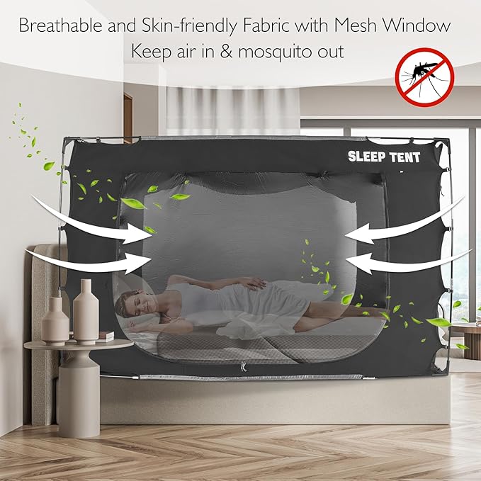 Bed Tent Canopy Bunk Twin Size for Adult and Kids Portable Dream Tent Indoor Sleeping Tents 98% Blackout,Breathable Privacy Space on Bed with Three Doors (Mattress Not Included)