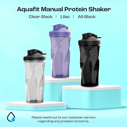 AQUAFIT Protein Shaker Bottle - Shaker Cups For Protein Shakes - Shaker Bottles For Protein Mixes, Protein Shaker Cup Bottle, Workout Shaker Bottle, Protein Shake Bottle, Mixer Bottle (Clear-Black)