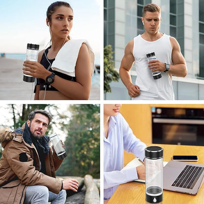Hydrogen Water Bottle, Portable Rechargeable Hydrogen Water Bottle Generator for Home Travel Office Exercise, Black
