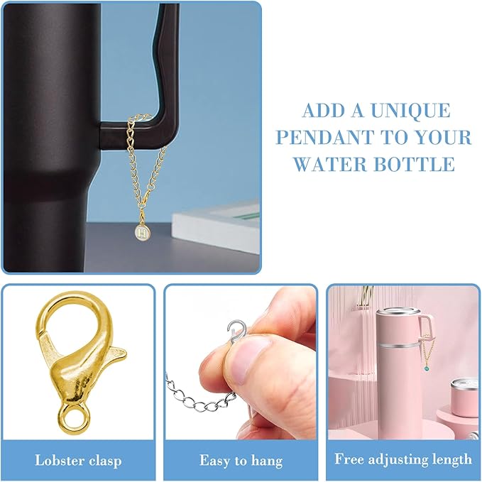 6PCS Letter Charm Accessories for Stanley Cup, Name ID Letter Handle Charm for Stanley Handle Identification Letter Pendant Handle Decoration for Stanley Tumbler Charms (Letter H)
