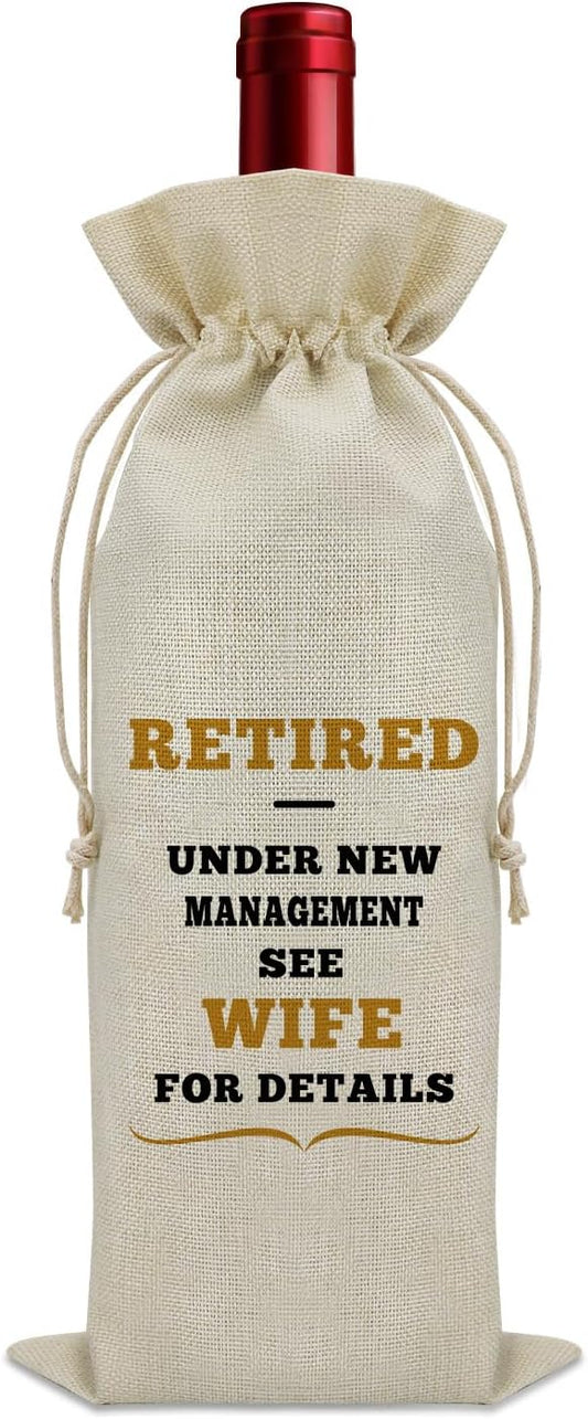 Sazuwu Funny Retirement Gifts for Men Wine Bag Retirement Gifts for Coworker Male Husband Retirement Gifts from Wife Wine Bottle Decoration Bag Wine Accessories Gifts for Wine Lovers