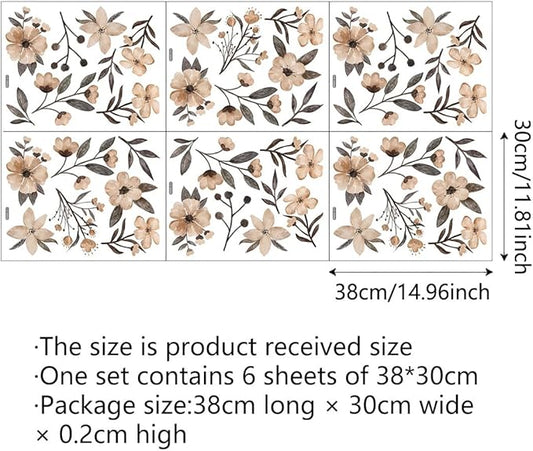 Boho Flower Wall Decals，Watercolor Flower Wall Art，Wildflower Wall Decals，Girls Bedroom Removable Wall Decals，Nursery Kids Room Decor Vinyl Murals DIY Cute Decorations (Boho Flower Wall Decals)