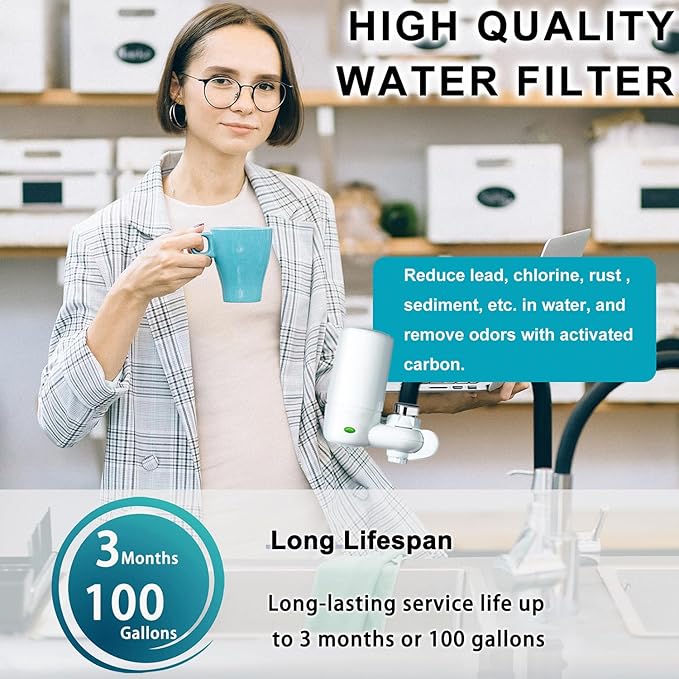 Faucet Water Filter Replacement for Brita Faucet Filter，Brita FR-200, FF-100 Replacement Filter-3 piece,White