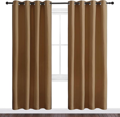 NICETOWN Sleek Blackout Curtains 78 inches Length for Windows, Noise Reducing and Block Draft Panels for Door Doorway Laundry Office Luxury Decor Theme (2 Panels, Gold Brown, W55 x L78 -Inch)