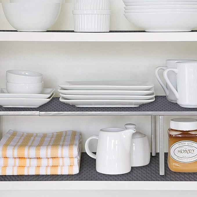 HooTown Shelf Liner Kitchen Cabinet Drawer Mats 23.6 Inch Wide x 196.8 Inch Long, Non Slip EVA Plastic Water Resistant Pad for Bathroom Drawers,Shoe Shelves, Under Sink, Gray