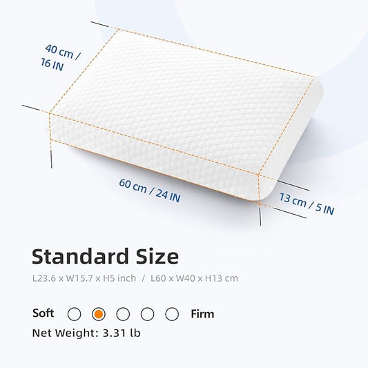 inight Memory Foam Pillows, Standard Pillows Set of 2, Foam Pillows for Sleeping, Bed Pillows for Back Sleeper & Side Sleeper Pillow, Memory Foam Pillows 2 Pack, Oeko-TEX & CertiPUR-US Certified