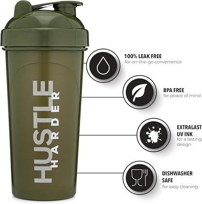 GOMOYO [2 Pack] 28 Ounce Shaker Bottle with Motivational Quotes | Protein Shaker Cup with Mixer Agitators | Blender Shaker Bottle for Protein Mixes and Pre-Workout | Dishwasher Safe
