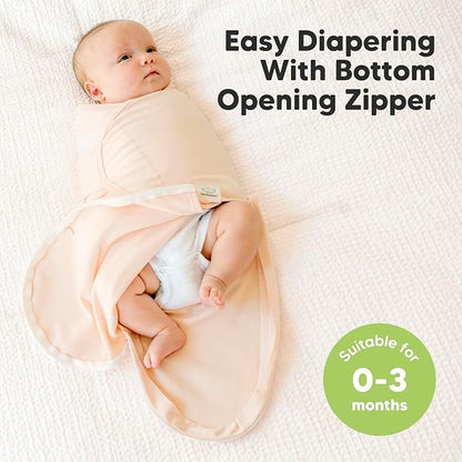 Baby Swaddle Sleep Sacks with Zipper - 3-Pack Newborn Swaddle Sack, Baby Swaddles Sleep Sack 0-3 Months, Wearable Blanket Baby, Baby Swaddle Blanket Wrap, Swaddle Sack, Easy Change Swaddle (Angelic)