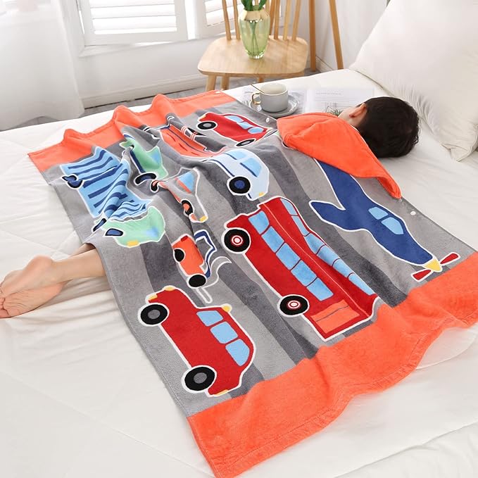 Wowelife Hooded Towels for Kids, Kids Beach Towels for Toddlers, Car Poncho Towel Wrap for Boys, 100% Cotton Kids Towel, Swimming Towels for Kids, Hooded Beach Towel