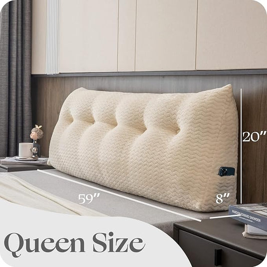 Large Bolster Triangular Headboard Wedge Backrest Positioning Support Bed Rest Reading Pillows Headboard Wedge Pillows for Day Bed Bunk Bed with Removable Cover