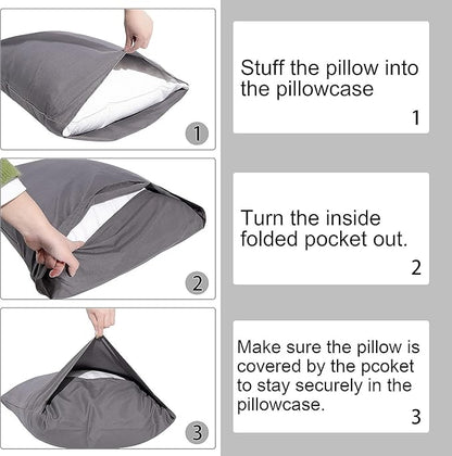 Toddler Pillowcase Set of 2 PC 600 TC 100% Egyptian Cotton Toodler 14x20 Inch Small Travel Pillow Case Envelope Closer Decorative Soft Cozy Travel Kids Nursery Preschool Pillow Cases, Dark Grey