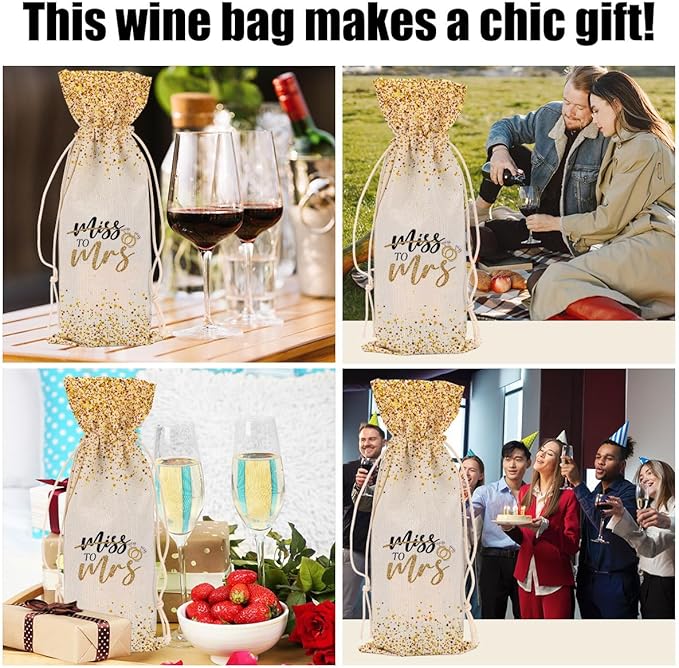 Wedding Mrs Bridal Shower Gifts Wine Bag Honeymoon Gifts Engagement Gifts for Couples Women Men Friend Coworker Niece Teacher Her Bachelorette Party Wine Bags