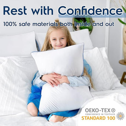 viewstar Pillows Queen Size Set of 2, Bed Pillows for Sleeping, Queen Pillows 2 Pack for Back and Side Sleepers, Fluffy Pillows for Bed with Down Alternative, Machine Washable, Light Blue, 20" x 30"