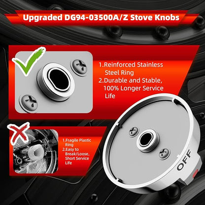 DG94-03500A/Z for Samsung Stove Knob Replacement,Electric Gas Range Knobs Locks,Compatible with 5DG94-03500U DG94-03500V NX60T8111SS /AA NE63T8311SG/AA etc Stove Knobs (5pc)