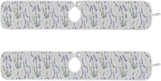 Kitchen Faucet Absorbent Mat,Lavender Flower Water Splash Guard for Sink, Faucet Drip Catcher Thicken Sponge Microfiber Faucet Water Catcher Mat Sink Absorbent Mat for Kitchen 30x5in 2 Pack