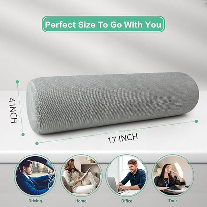 Cervical Neck Pillow, Roll Foam Pillows, Bolster Pillow, Round Neck Pillows Support for Sleeping | Bolster Pillow for Bed, Legs, Back and Yoga (Grey, 4")