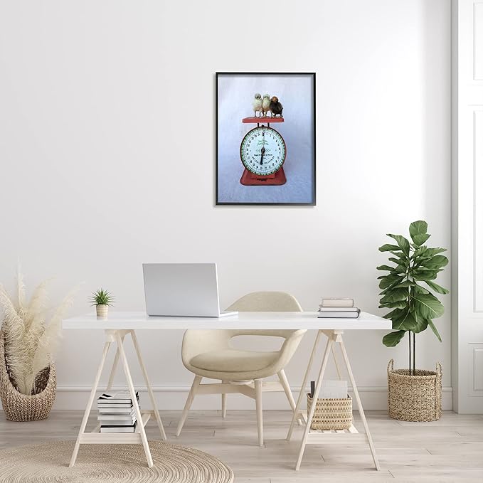 Stupell Industries Country BaBy Chick Birds on Vintage Kitchen Scale Framed Wall Art, Design By Tania Soderman