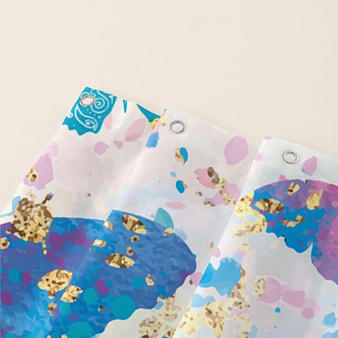AILONEN Butterfly Shower Curtain for Bathroom, Blue Pink Tie Dye Butterfly Bath Curtain,Women Girls Bathroom Curtain,72" W*72" H Polyester Waterproof with 12 Plastic Hooks