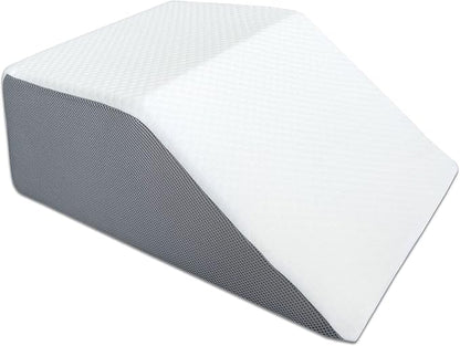 Mattress Solution, 21-Inch Leg Wedge Pillow with High-Density Foam, Stylish Chic Jacquard Cover, Multi-Purpose, White