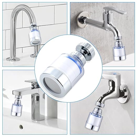 Silver Kitchen Sink Faucet Filter | Rotating Sink Faucet Water Purifier | Bathroom Sink Water Filter Faucet, 360-degree Rotation Multipurpose Water Filtering Device for Water Filtration and Softeners