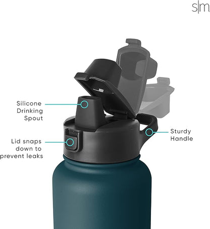 Simple Modern Push Button Chug Lid | Leakproof Replacement Sport Cap| Fits All Summit and Hydro Flask Wide Mouth Water Bottle Sizes | Summit Collection | Midnight Black