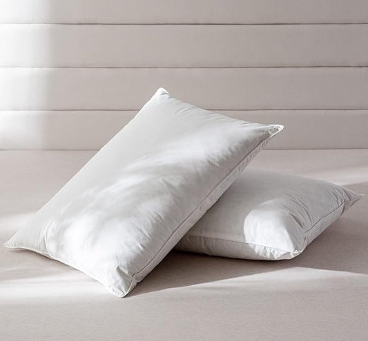 Luxury Goose Feathers Down Pillows King Size Set of 2, Hotel Quality Fluffy Bed Pillows, Soft Pillows for Sleeping, Organic Cotton Cover(20x36”, Pack of 2)