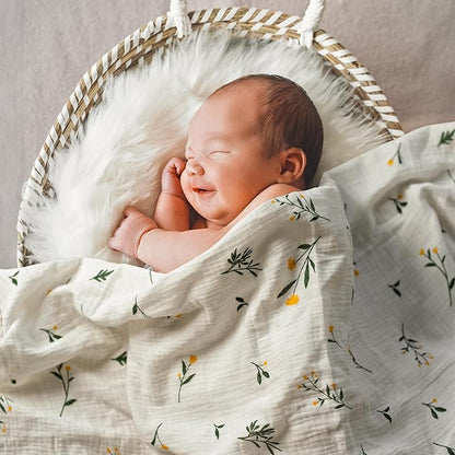 GLLQUEN BABY 2-Pack Muslin Swaddle Blankets for Unisex, Baby Swaddle Blanket for Boys and Girls, Soft Breathable Receiving Blankets Neutral, Newborn Essentials, Registry & Gift