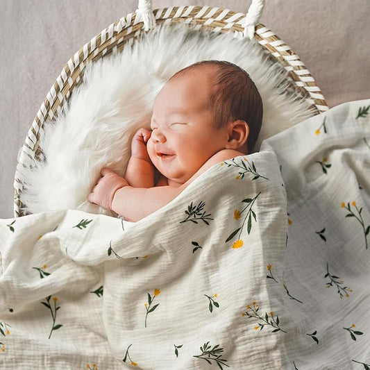GLLQUEN BABY 2-Pack Muslin Swaddle Blankets for Unisex, Baby Swaddle Blanket for Boys and Girls, Soft Breathable Receiving Blankets Neutral, Newborn Essentials, Registry & Gift