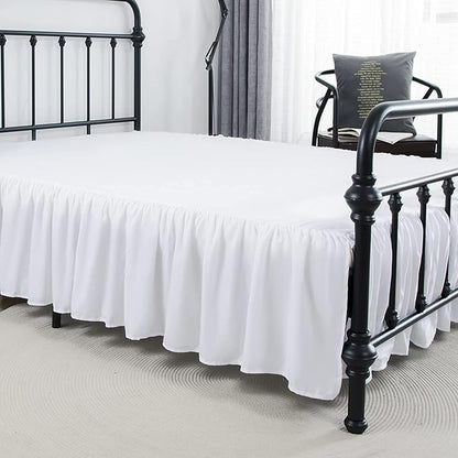 Bed Skirt Ruffled Bed Skirt with Split Corners, 18 Inch Drop Dust Ruffle Bed Skirt with Platform, White,Twin Size