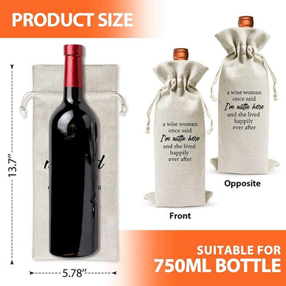 Funny Retirement Gift Wine Bag For Women Best Friend Wife Mom Grandma Coworker Nurse Teachers Retirees Colleagues, A Wise Woman Once Said I'M Outta Here And She Lived Happily Ever After